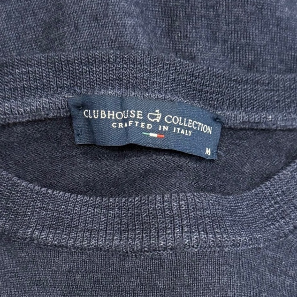 Clubhouse Collection Masters Marino Wool Navy Sweater Mens Made in Italy S/M - Picture 2 of 10